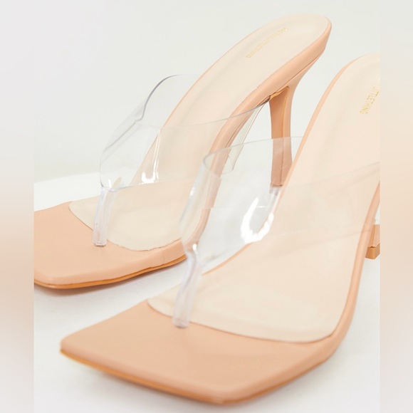 ๐ฅ๐ฅHOST PIC๐ฅ๐ฅ Clear Toe Thong Tan Heeled Mules - Picture 5 of 10